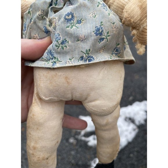 Antique Handmade Ragdoll Embroidered Face 20th C. Vintage Doll Rag Doll Cloth - Picture 5 of 15